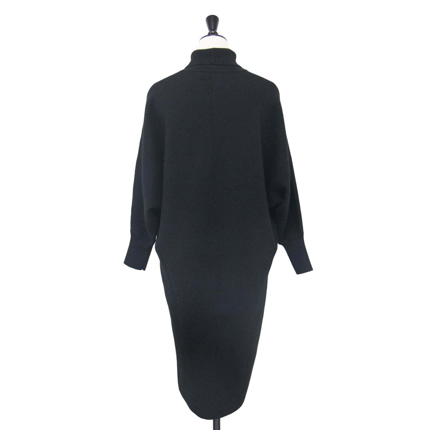 ダブルフェイス ニット ワンピース / ロング丈 長袖 タートルネック ウール