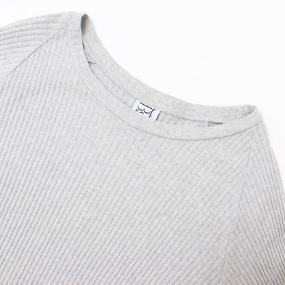 オーガニック コットン リブ カットソー / ロンT 長袖 ロングスリーブ クルーネック