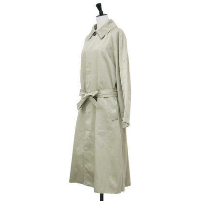 24春夏 コットン ギャバジン ベルト付き ステンカラー コート / カットオフ ラグランスリーブ ロング