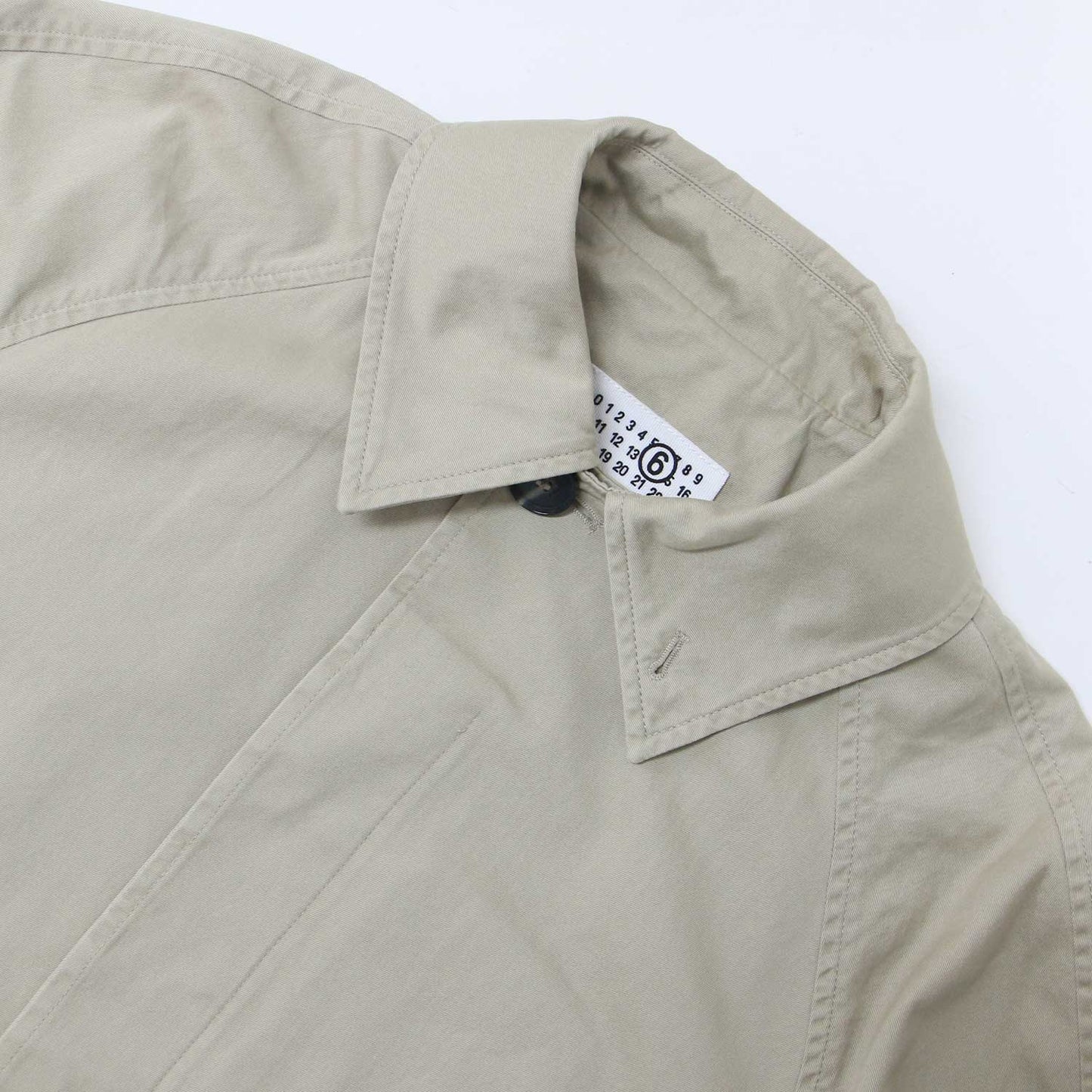 24春夏 コットン ギャバジン ベルト付き ステンカラー コート / カットオフ ラグランスリーブ ロング