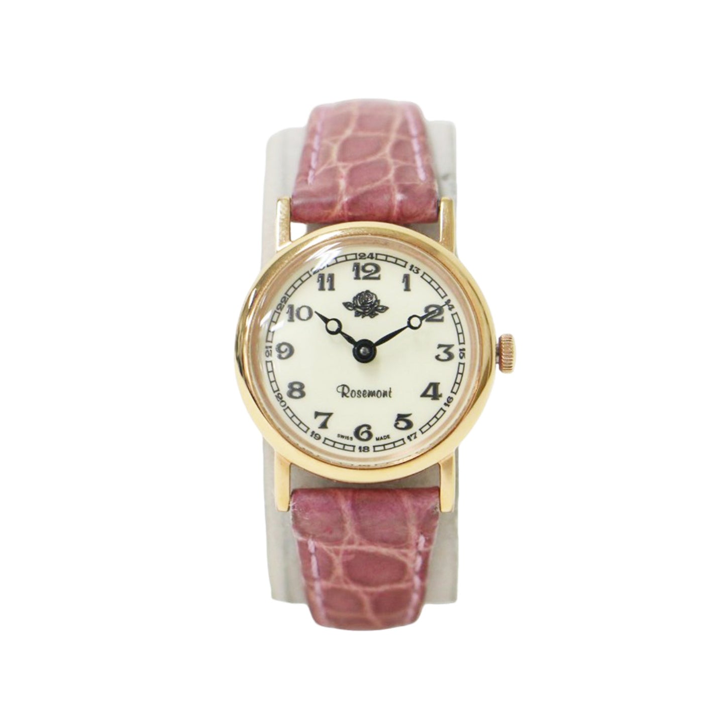 × HIROB 別注 レザー ベルト 腕時計 / ラウンド 丸形 クォーツ 型押し