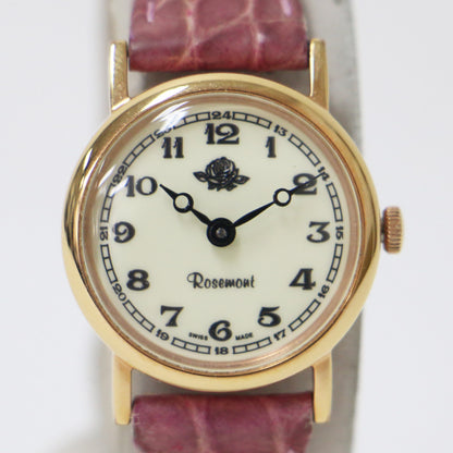 × HIROB 別注 レザー ベルト 腕時計 / ラウンド 丸形 クォーツ 型押し