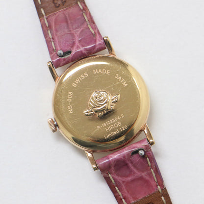 × HIROB 別注 レザー ベルト 腕時計 / ラウンド 丸形 クォーツ 型押し