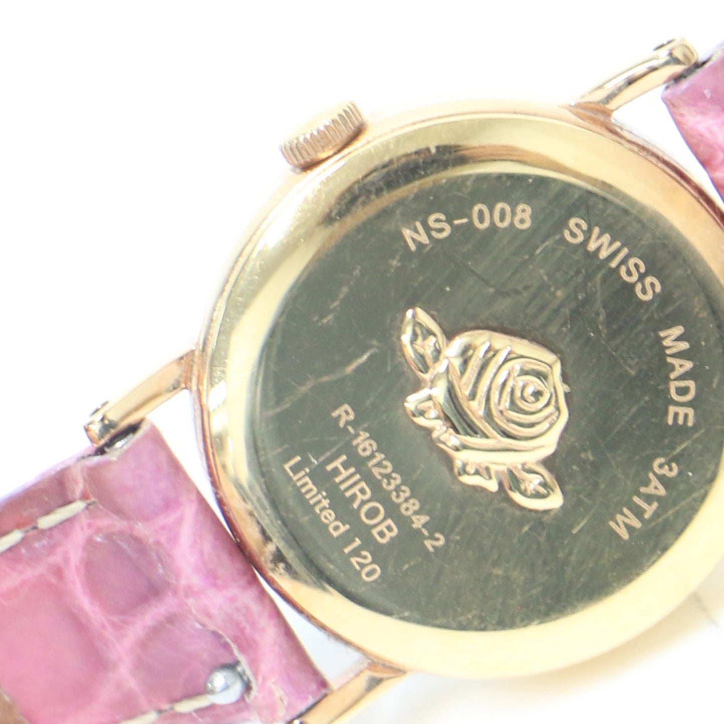 × HIROB 別注 レザー ベルト 腕時計 / ラウンド 丸形 クォーツ 型押し