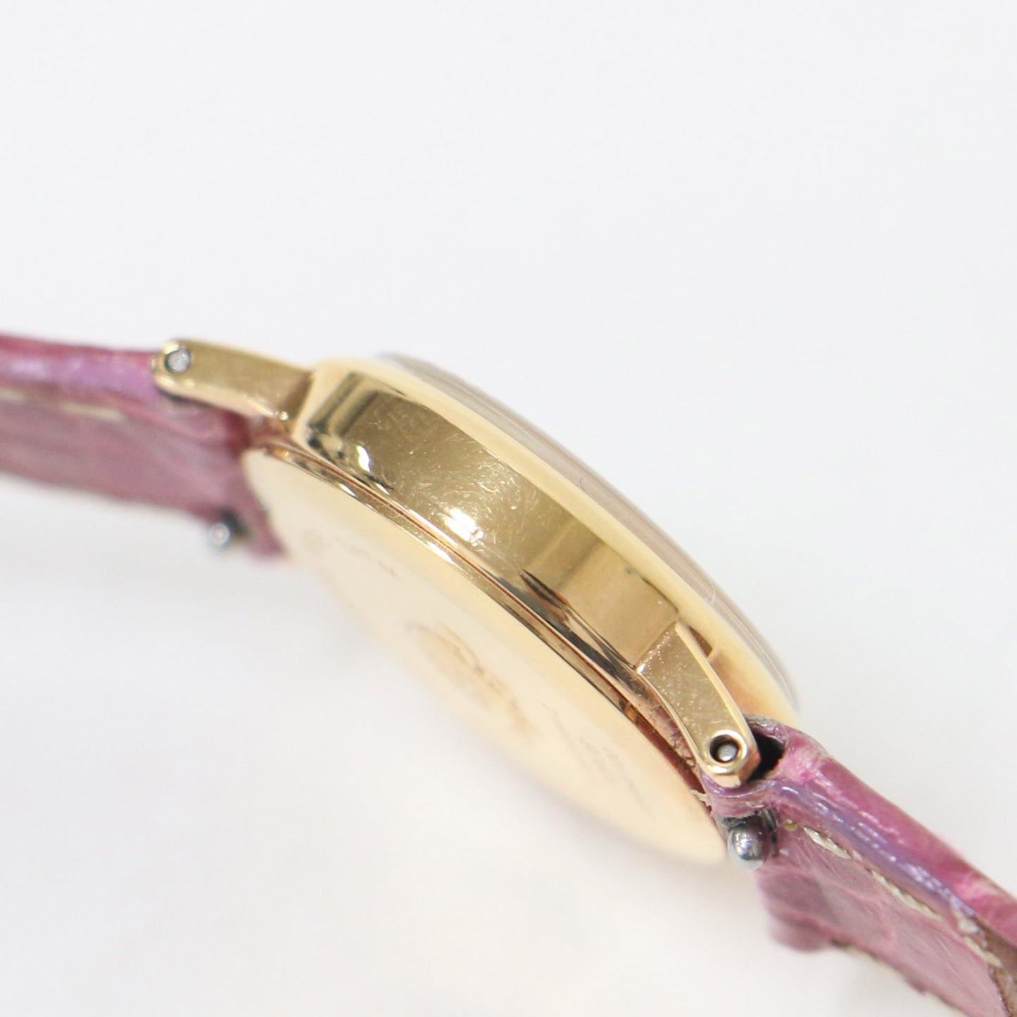 × HIROB 別注 レザー ベルト 腕時計 / ラウンド 丸形 クォーツ 型押し