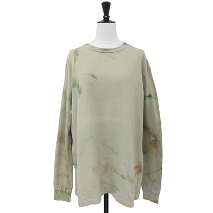 マーブル プリント 長袖 Tシャツ / クルーネック コットン ロングスリーブ