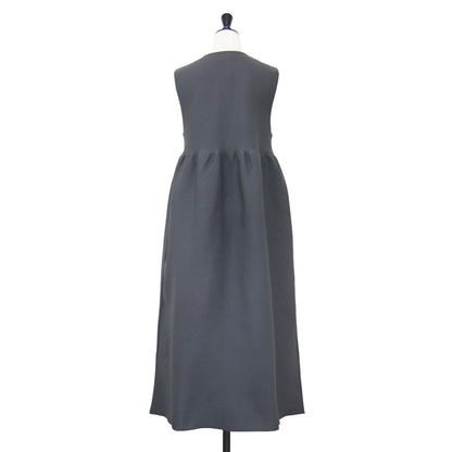 フリル ノースリーブ ワンピース / ロング丈 ギャザー ミラノリブ ニット