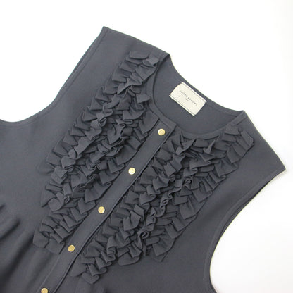 フリル ノースリーブ ワンピース / ロング丈 ギャザー ミラノリブ ニット