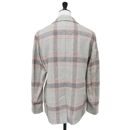 チェック テーラード ジャケット / ダブル リネン コットン