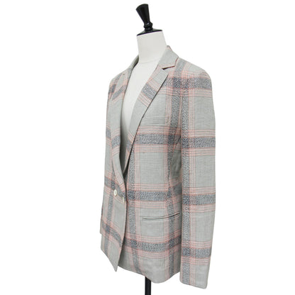 チェック テーラード ジャケット / ダブル リネン コットン