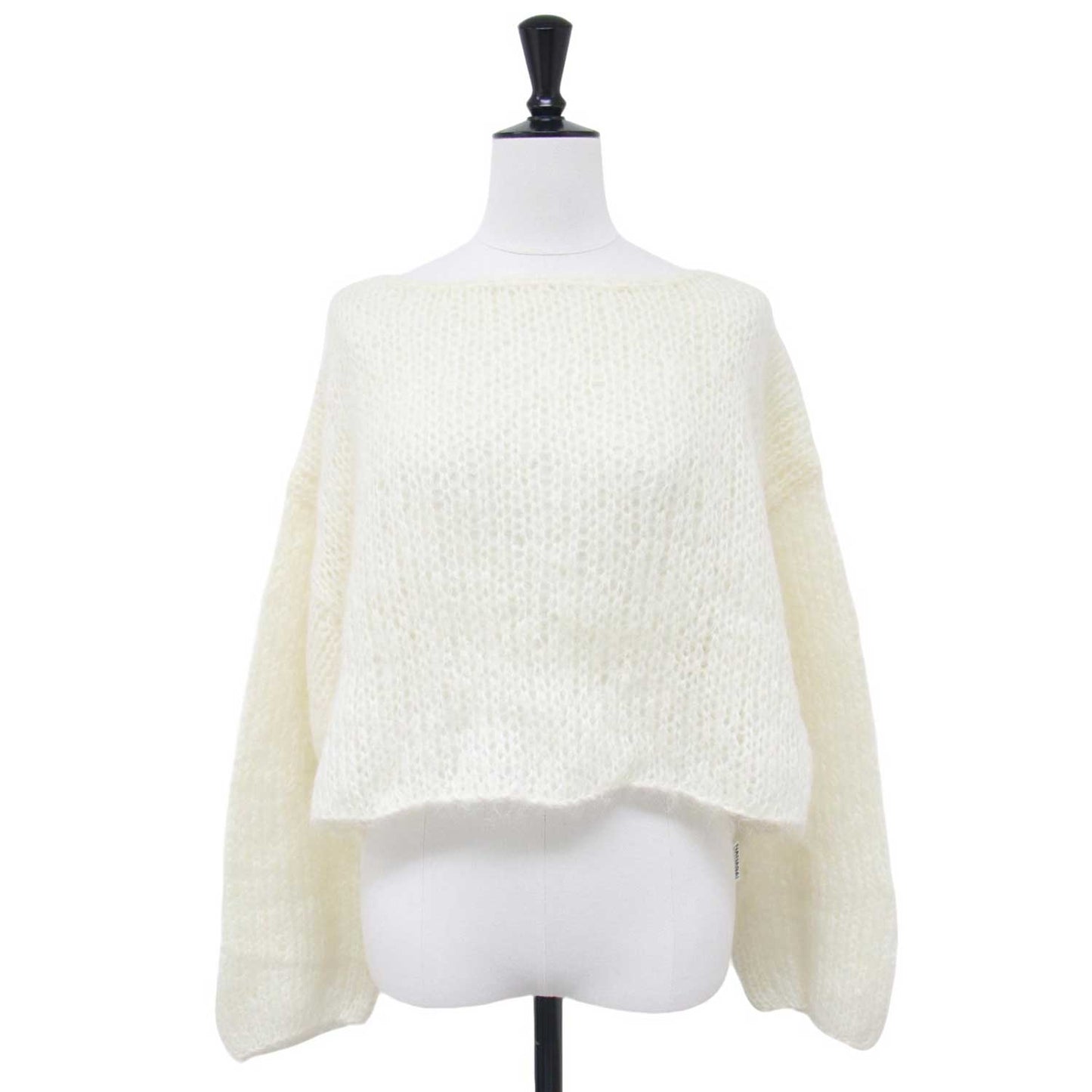 ハンド モヘア プルオーバー / ニット 長袖 ボートネック ワイド ショート丈