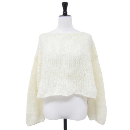 ハンド モヘア プルオーバー / ニット 長袖 ボートネック ワイド ショート丈