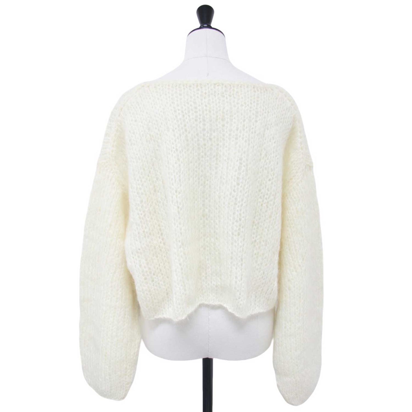 ハンド モヘア プルオーバー / ニット 長袖 ボートネック ワイド ショート丈