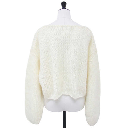 ハンド モヘア プルオーバー / ニット 長袖 ボートネック ワイド ショート丈