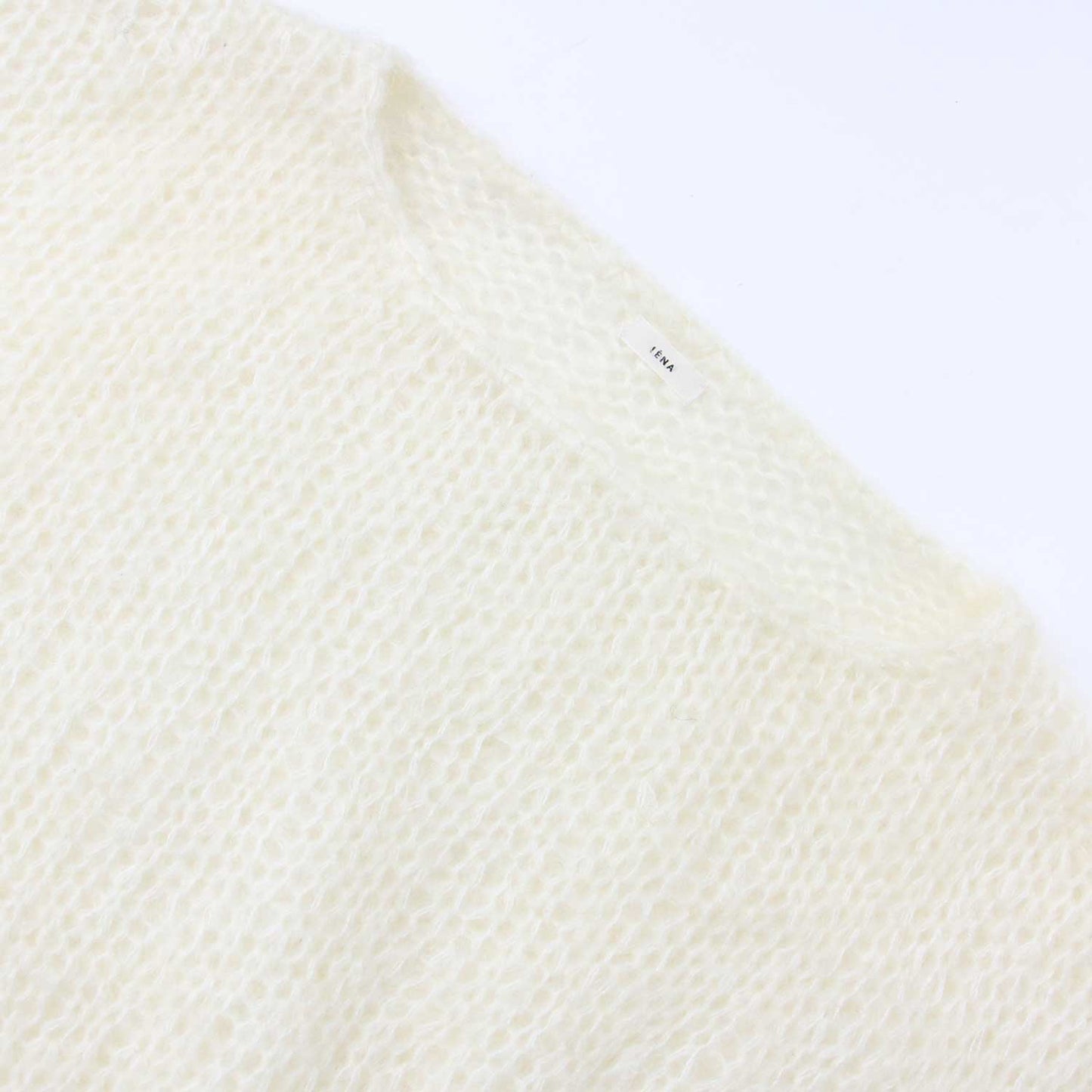 ハンド モヘア プルオーバー / ニット 長袖 ボートネック ワイド ショート丈