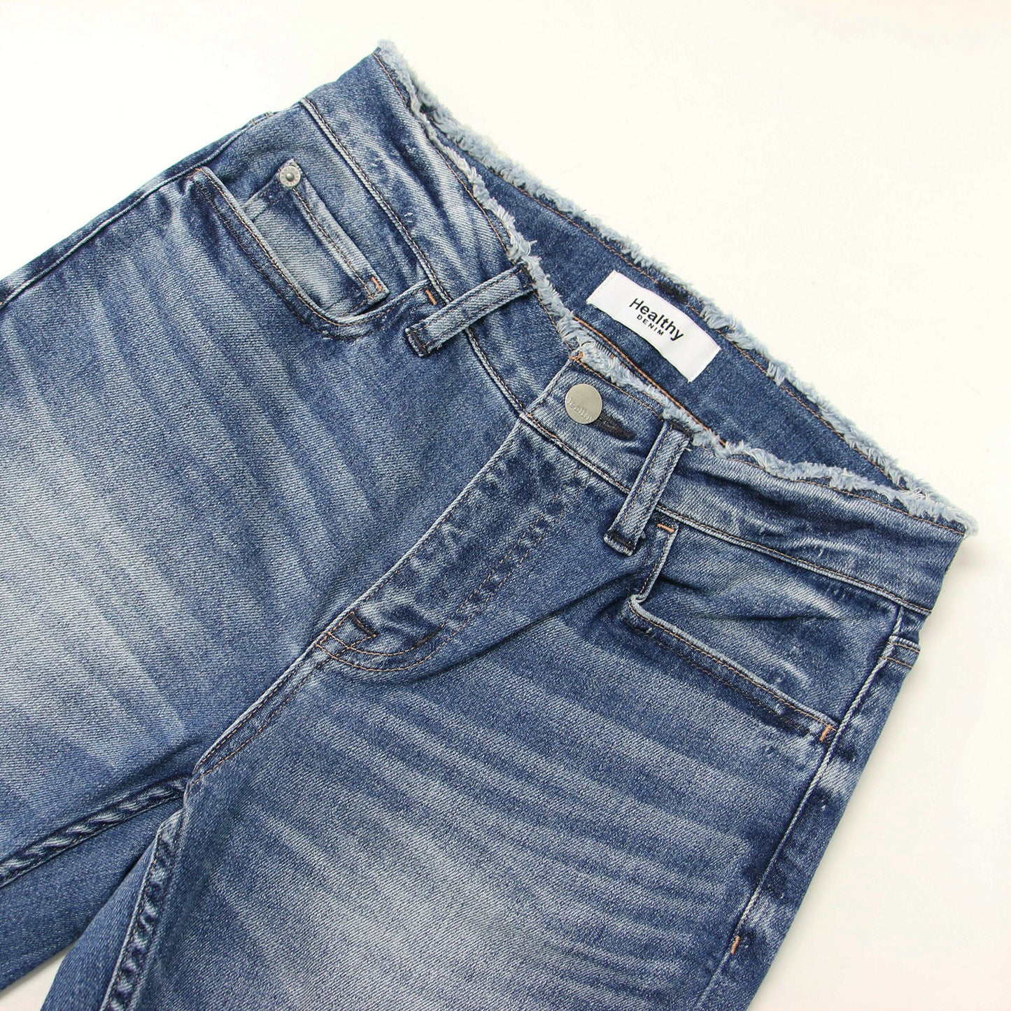 ミッドライズ テーパード デニム パンツ H583528 / H.Salt カットオフ ストレッチ コットン