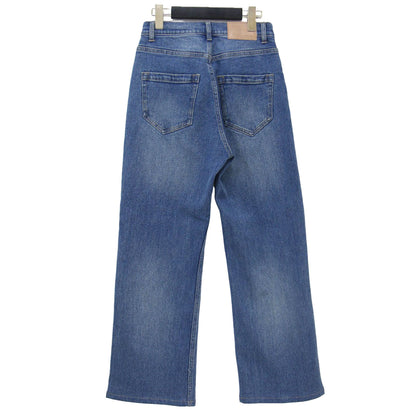 24春夏 セミワイド ジーンズ / デニムパンツ ストレッチ ジッパーフライ コットン