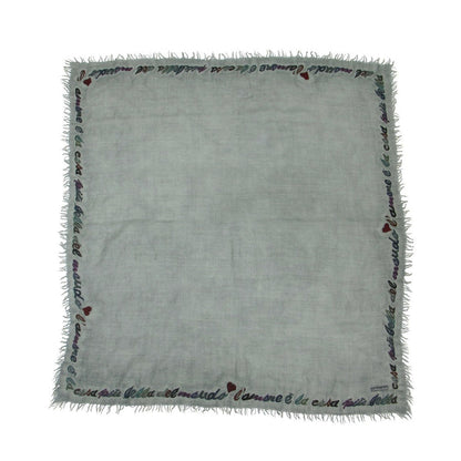 ロゴ 刺繍入り ストール / フリンジ レタリング エンブロイダリー ウール レーヨン