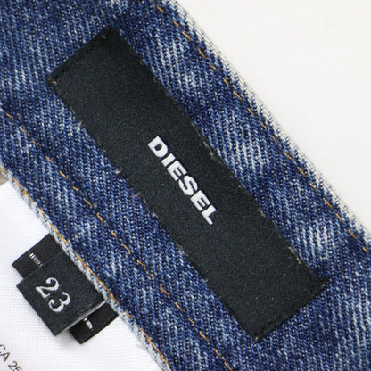 デニム ミックス ロング スカート / Aライン フレア チノ USED加工 コットン