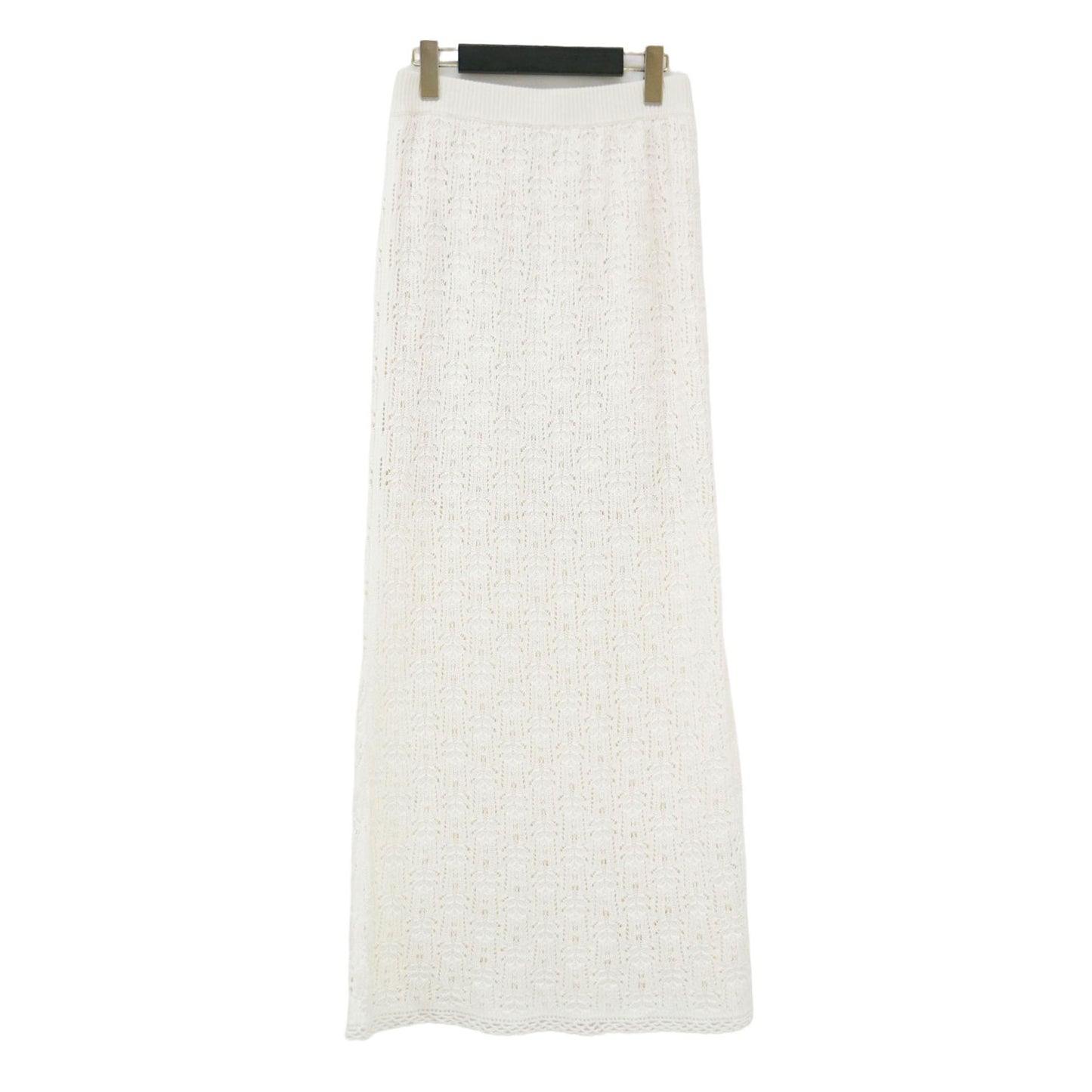 レース ニット スカート / LACE KNIT SKIRT ロング丈 マーメイドライン ウエストゴム ミドルゲージ コットン