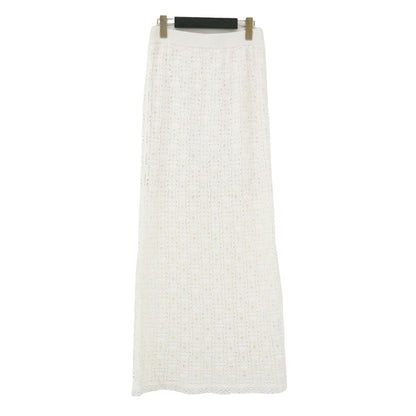レース ニット スカート / LACE KNIT SKIRT ロング丈 マーメイドライン ウエストゴム ミドルゲージ コットン