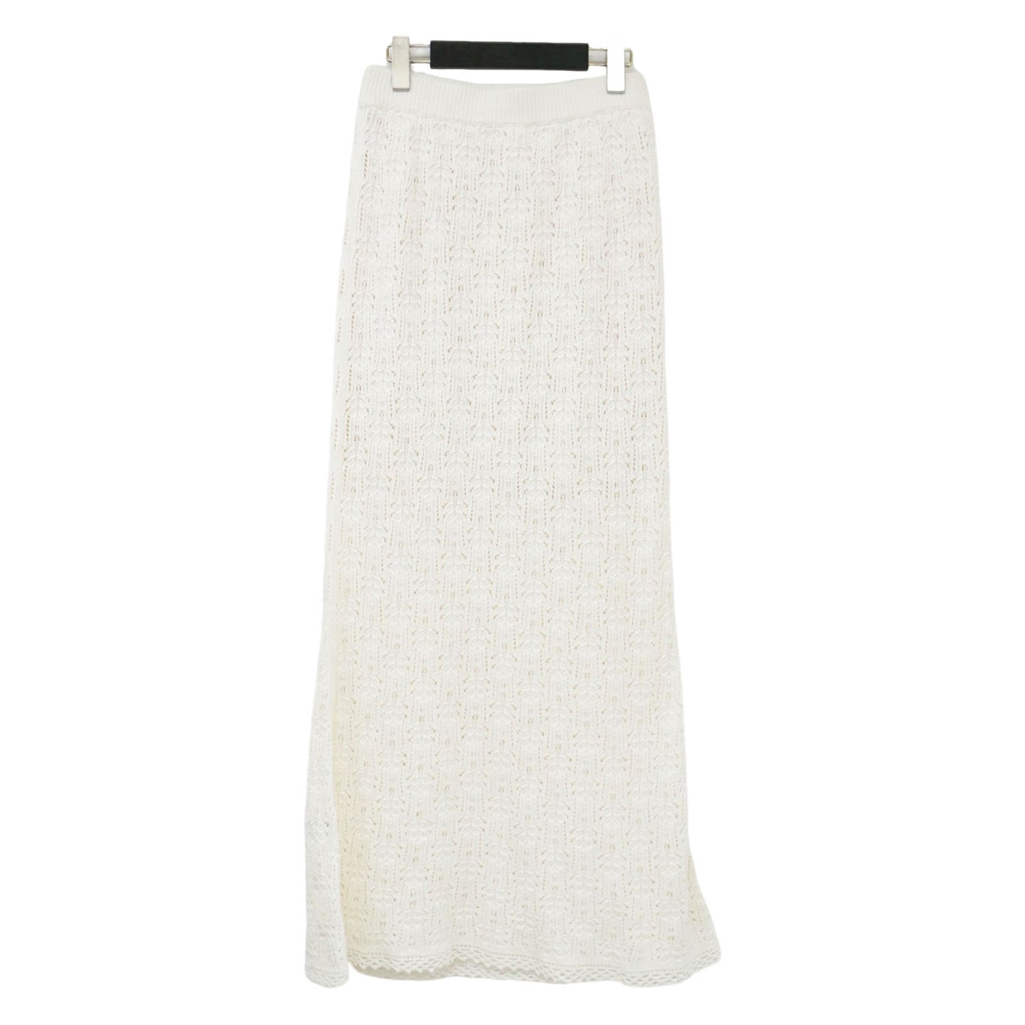 レース ニット スカート / LACE KNIT SKIRT ロング丈 マーメイドライン ウエストゴム ミドルゲージ コットン