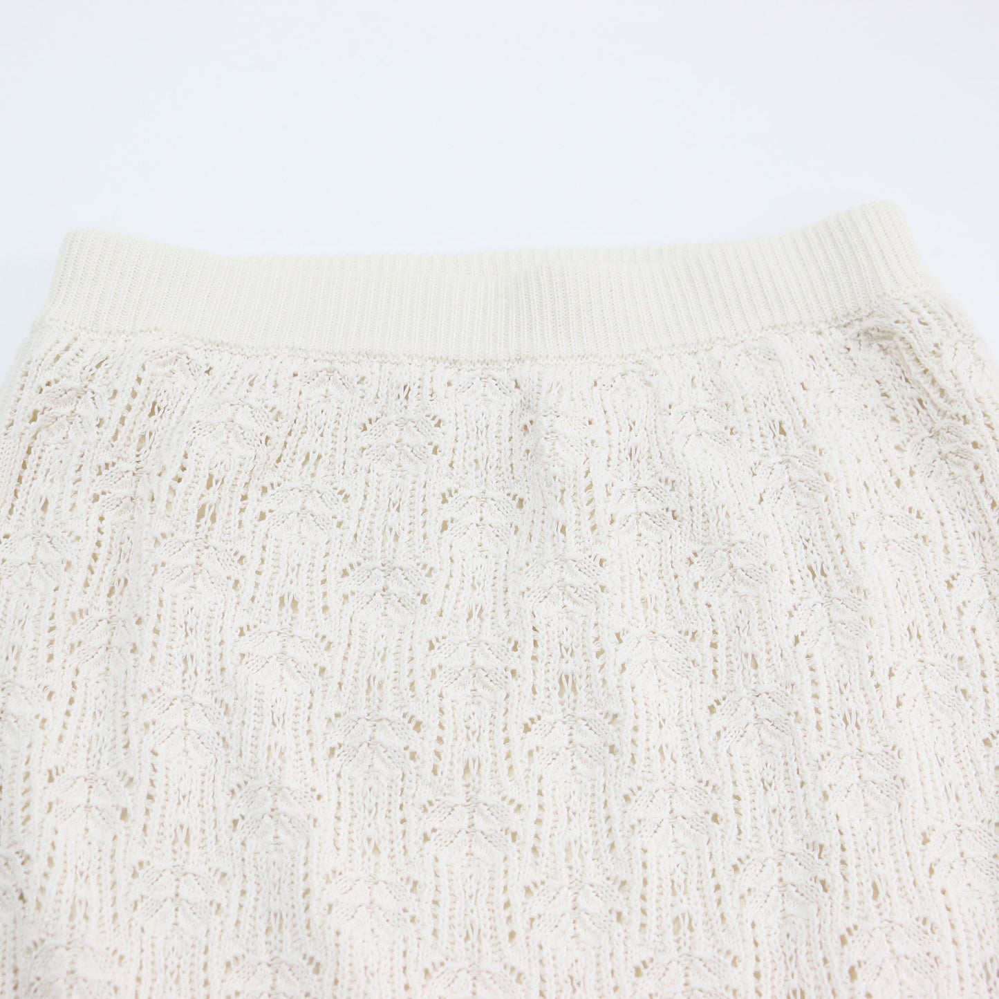 レース ニット スカート / LACE KNIT SKIRT ロング丈 マーメイドライン ウエストゴム ミドルゲージ コットン