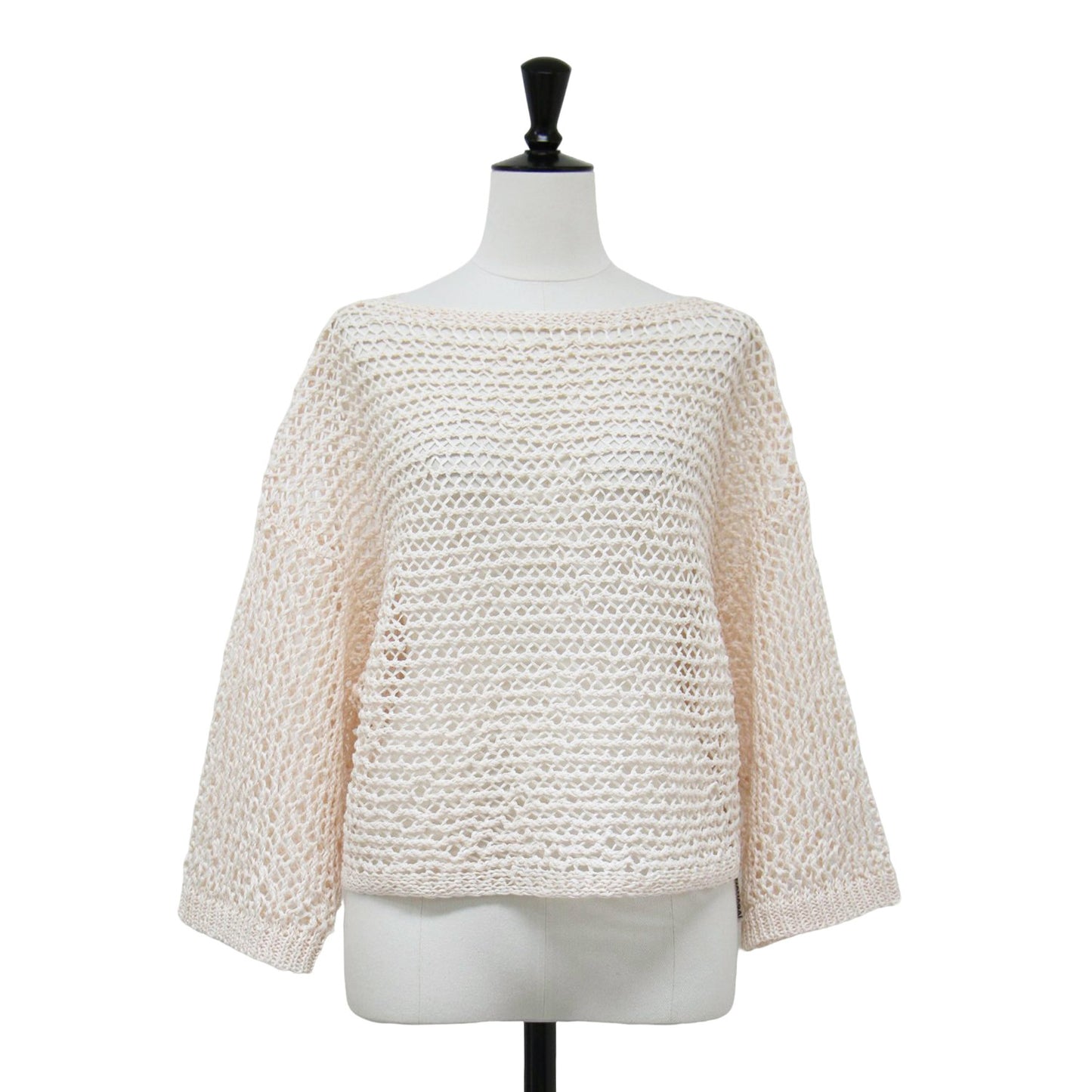 24春夏 メッシュ クロップド プルオーバー / ニット 長袖 ローゲージ