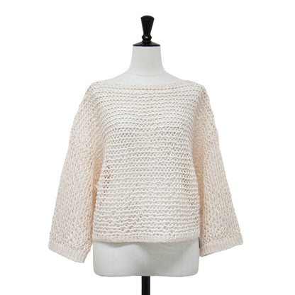 24春夏 メッシュ クロップド プルオーバー / ニット 長袖 ローゲージ