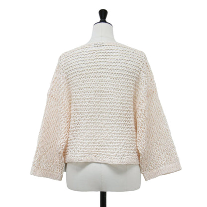 24春夏 メッシュ クロップド プルオーバー / ニット 長袖 ローゲージ