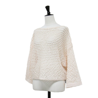 24春夏 メッシュ クロップド プルオーバー / ニット 長袖 ローゲージ