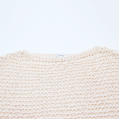 24春夏 メッシュ クロップド プルオーバー / ニット 長袖 ローゲージ