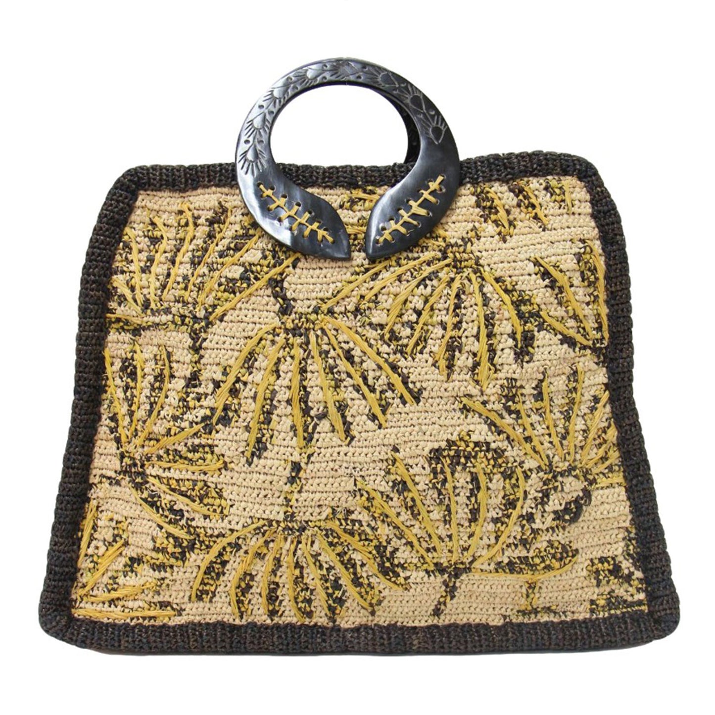 2WAY ラフィア バッグ / ハンドバッグ ショルダーバッグ クロスボディ ヤシ ボタニカル