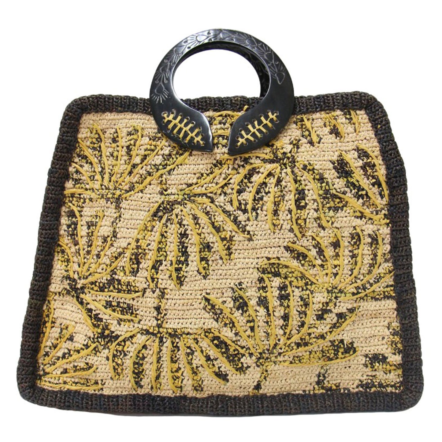 2WAY ラフィア バッグ / ハンドバッグ ショルダーバッグ クロスボディ ヤシ ボタニカル