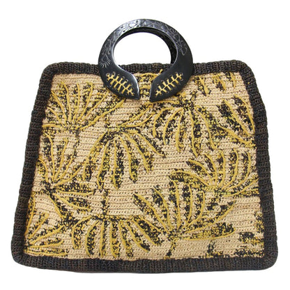 2WAY ラフィア バッグ / ハンドバッグ ショルダーバッグ クロスボディ ヤシ ボタニカル