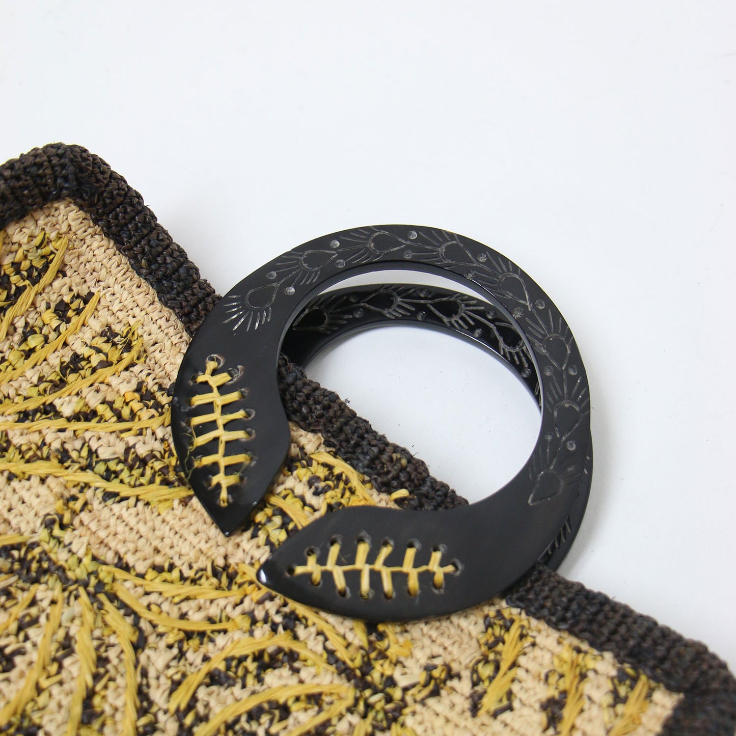 2WAY ラフィア バッグ / ハンドバッグ ショルダーバッグ クロスボディ ヤシ ボタニカル