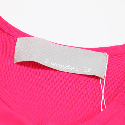 24春夏 センター フリル ノースリーブ ワンピース / ミディ丈 ニット ウエスト切替