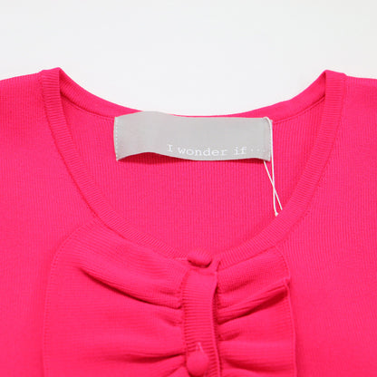 24春夏 センター フリル ノースリーブ ワンピース / ミディ丈 ニット ウエスト切替