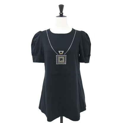 24春夏 パフュームボトル パフスリーブ ショートスリーブ Tシャツ / カットソー 半袖 香水 パール スパンコール 刺繍 コットン