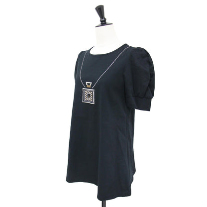 24春夏 パフュームボトル パフスリーブ ショートスリーブ Tシャツ / カットソー 半袖 香水 パール スパンコール 刺繍 コットン