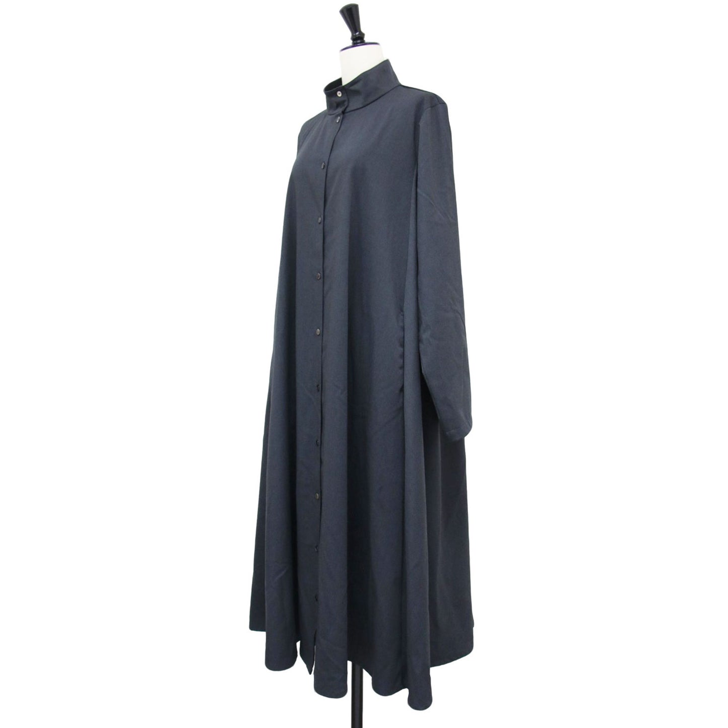 T/R プレンティ ワンピース / シャツワンピース ロング丈 長袖 スタンドネック フレア