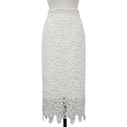 24春夏 オリジナル リボンメッシュ レース スカート / ロング丈 Iライン イレギュラーヘム