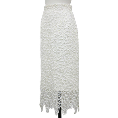 24春夏 オリジナル リボンメッシュ レース スカート / ロング丈 Iライン イレギュラーヘム