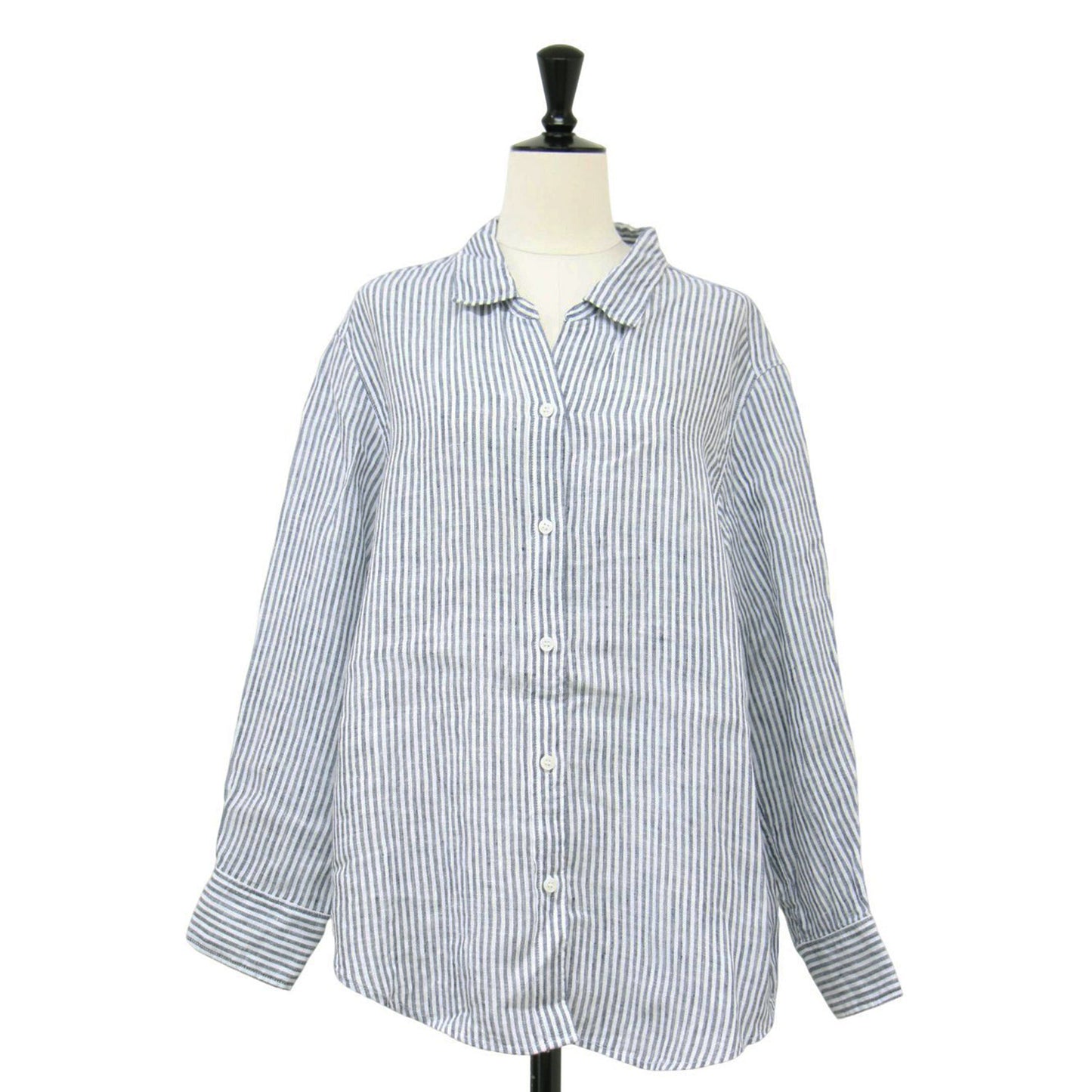 フレンチ リネン シャツ / 長袖 ストライプ ウォッシャブル