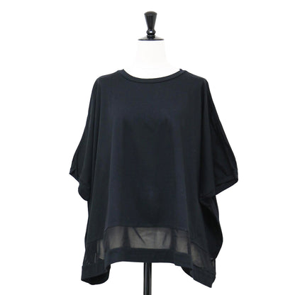 24春夏 コットン メッシュ ミックス ワイド プルオーバー / Tシャツ カットソー 半袖 クルーネック