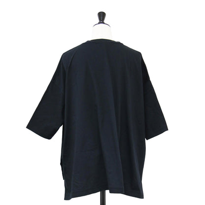 クルーネック ハーフスリーブ ワイド プルオーバー / Tシャツ カットソー 半袖 スリット コットン