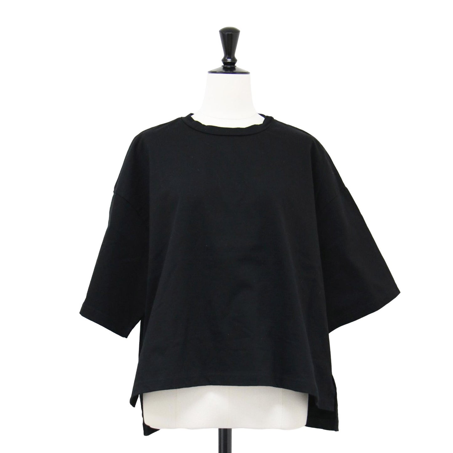 ワイド ショートスリーブ Tシャツ / カットソー 半袖 スリット クルーネック コットン