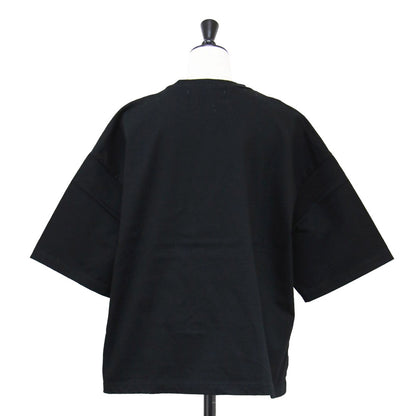ワイド ショートスリーブ Tシャツ / カットソー 半袖 スリット クルーネック コットン