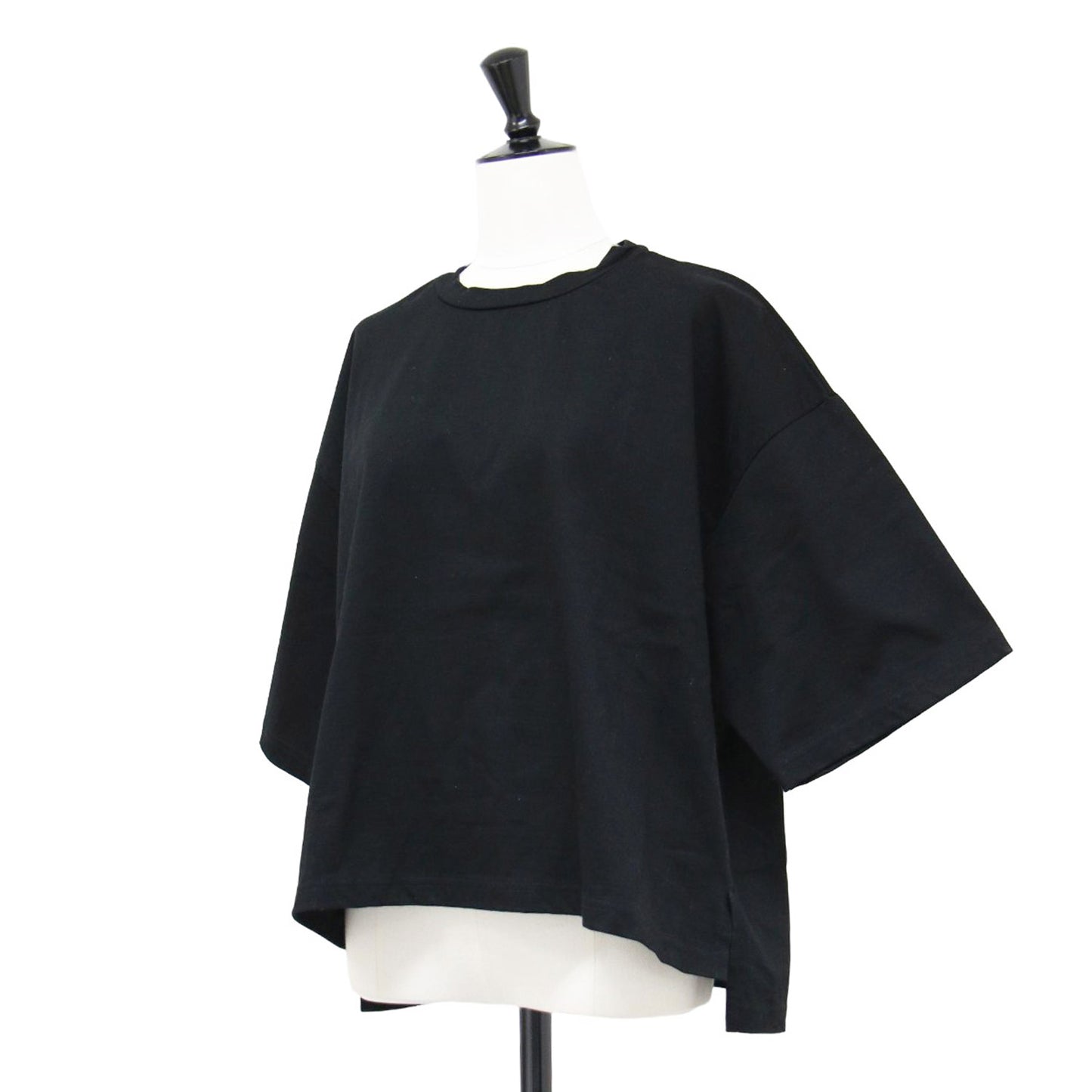 ワイド ショートスリーブ Tシャツ / カットソー 半袖 スリット クルーネック コットン