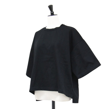 ワイド ショートスリーブ Tシャツ / カットソー 半袖 スリット クルーネック コットン
